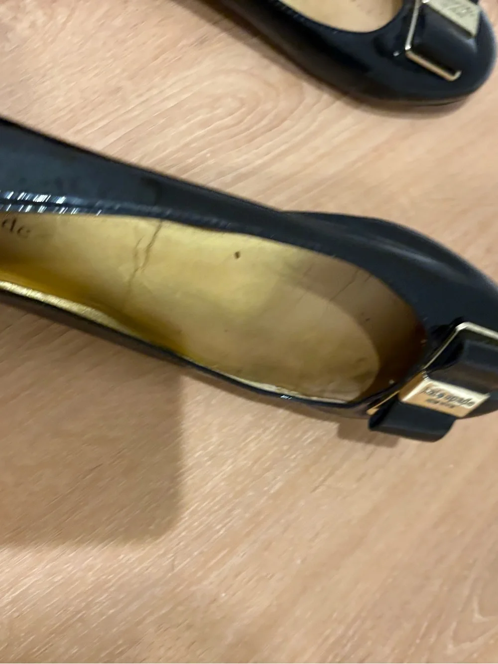 kate spade Black Patent Bow Flats size 9.5
